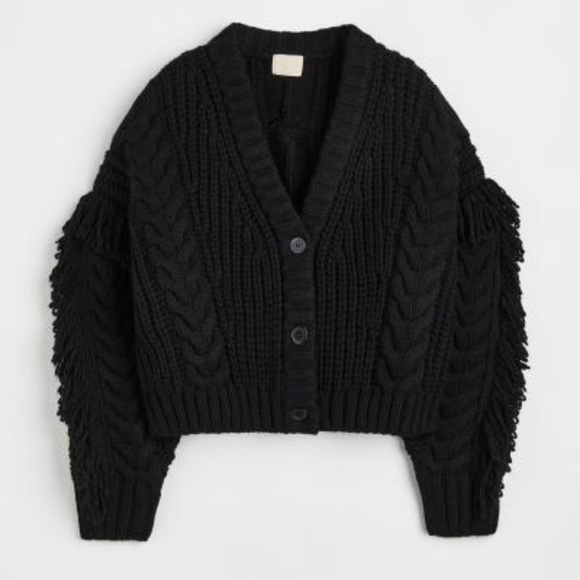 H&M Sweaters - Fringe trimmed cardigan black small